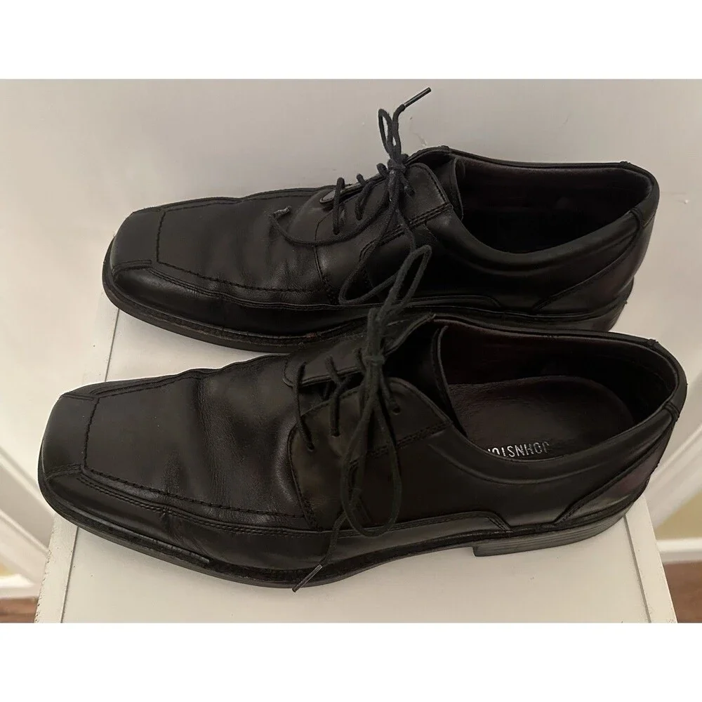 Johnston & Murphy Men’s Black Leather Oxford Shoes Size 10M Square Toe Lace Up
